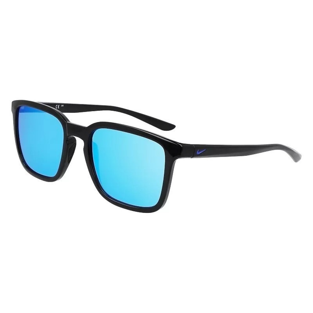 Nike Circuit Team 55mm Square Sunglasses Black Blue Mirror NWT